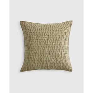 Quince Quilted Euro Sham Pillow Cover Green Recycled Fabric 26 x 26